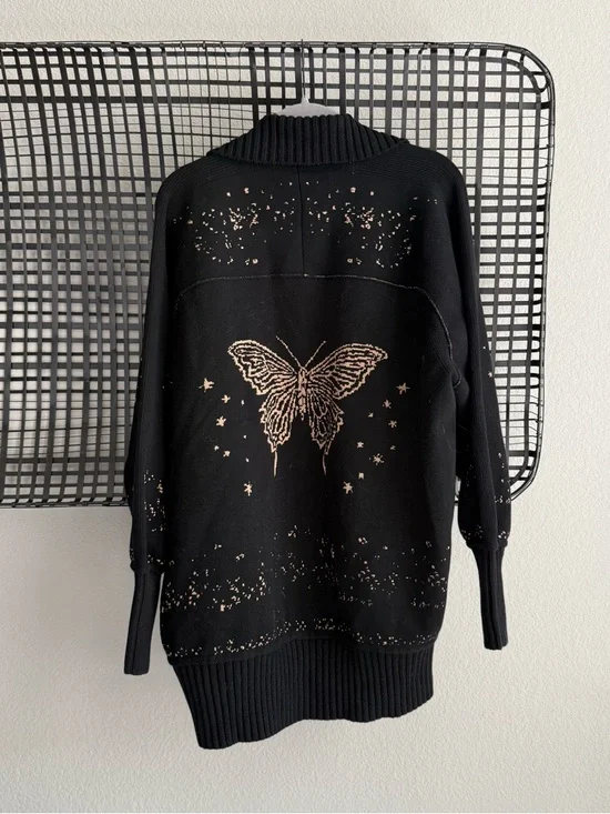 Anthropologie Collared V-Neck butterfly Cardigan - Picture 6 of 9